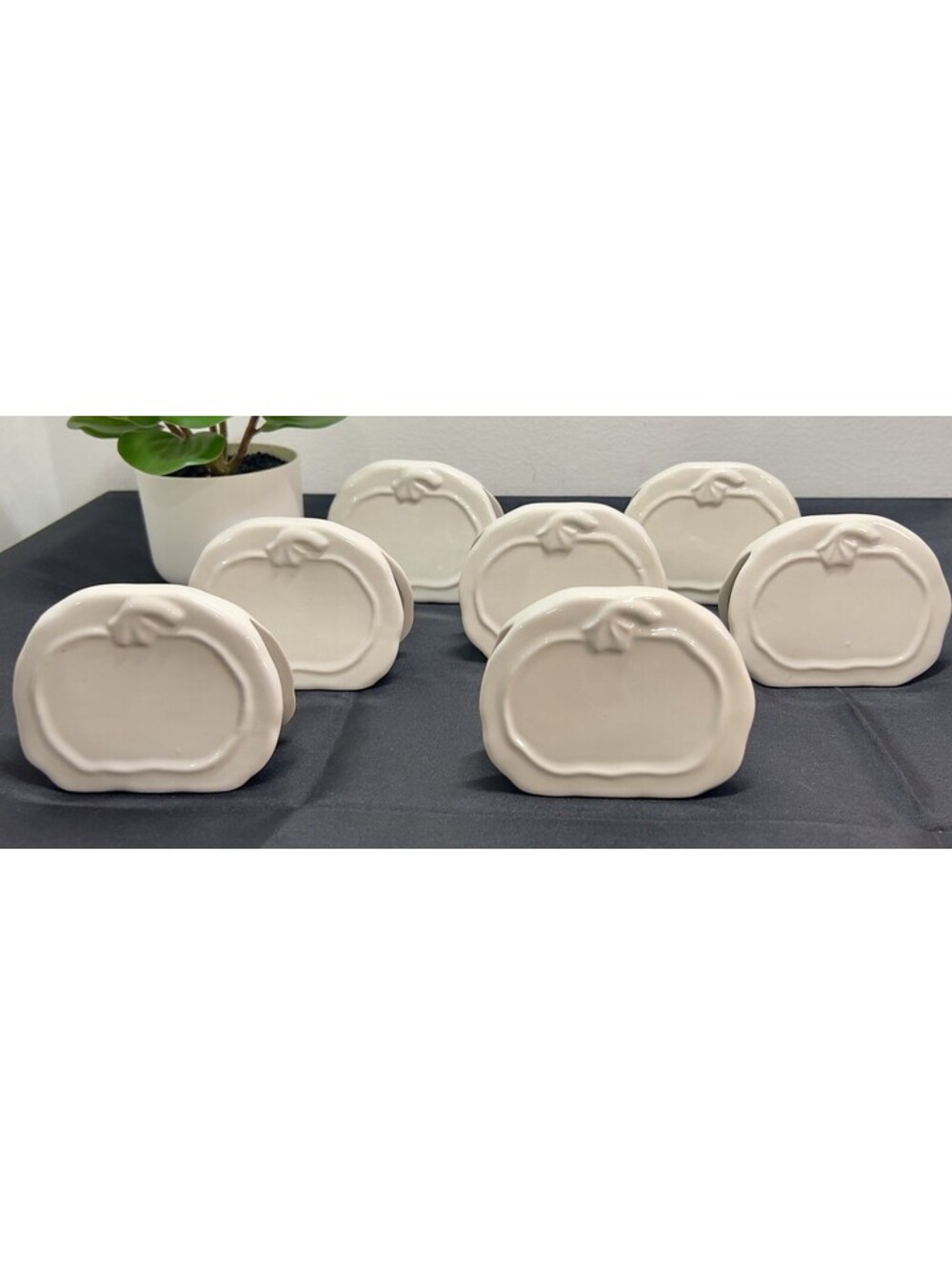 7 Ceramic Pumpkin Placards Or Food Labels. Thanksgiving Table Scape